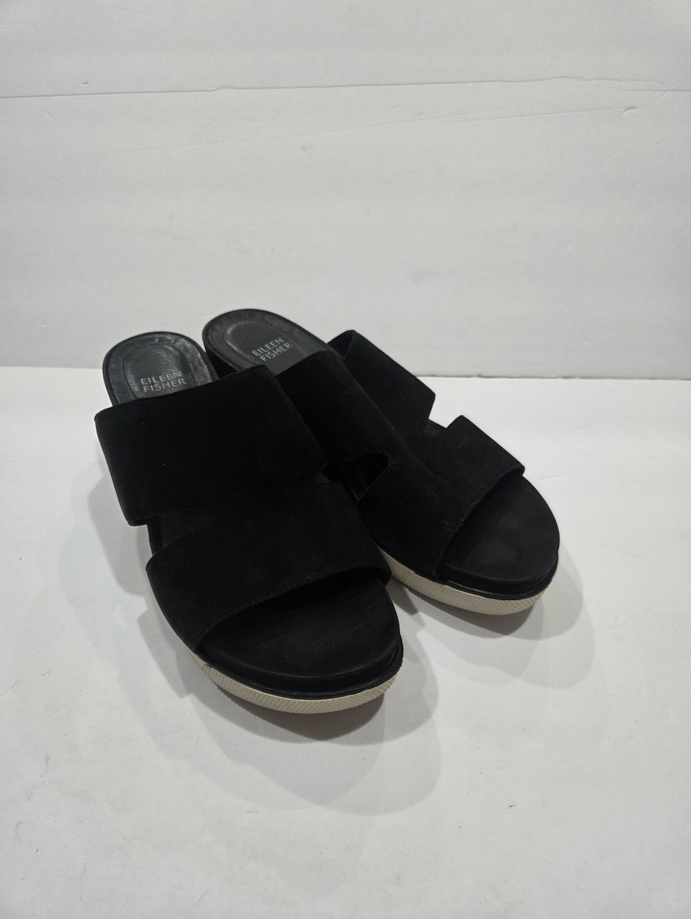 Eileen Fisher Black Suede Slide Sandals Sz.9